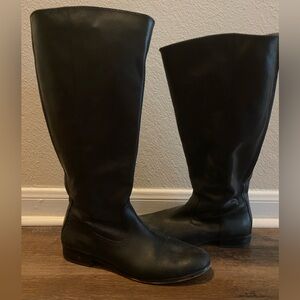 Leather knee- high boots